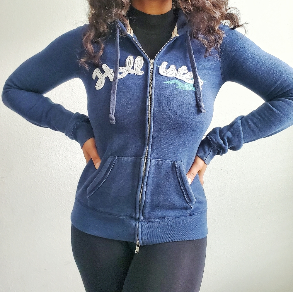 Blue Hollister Zippered Jacket w/Hoodie